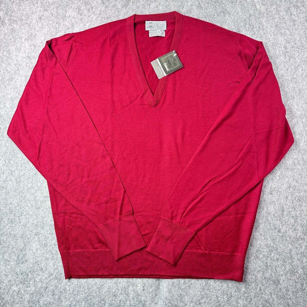 Coxmoore of England NWT Men's XL 100% Wool Long Sleeve Burgundy Light Sweater